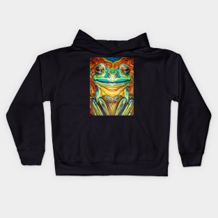 Froggy Animal Spirit (11.1) - Trippy Psychedelic Frog Kids Hoodie